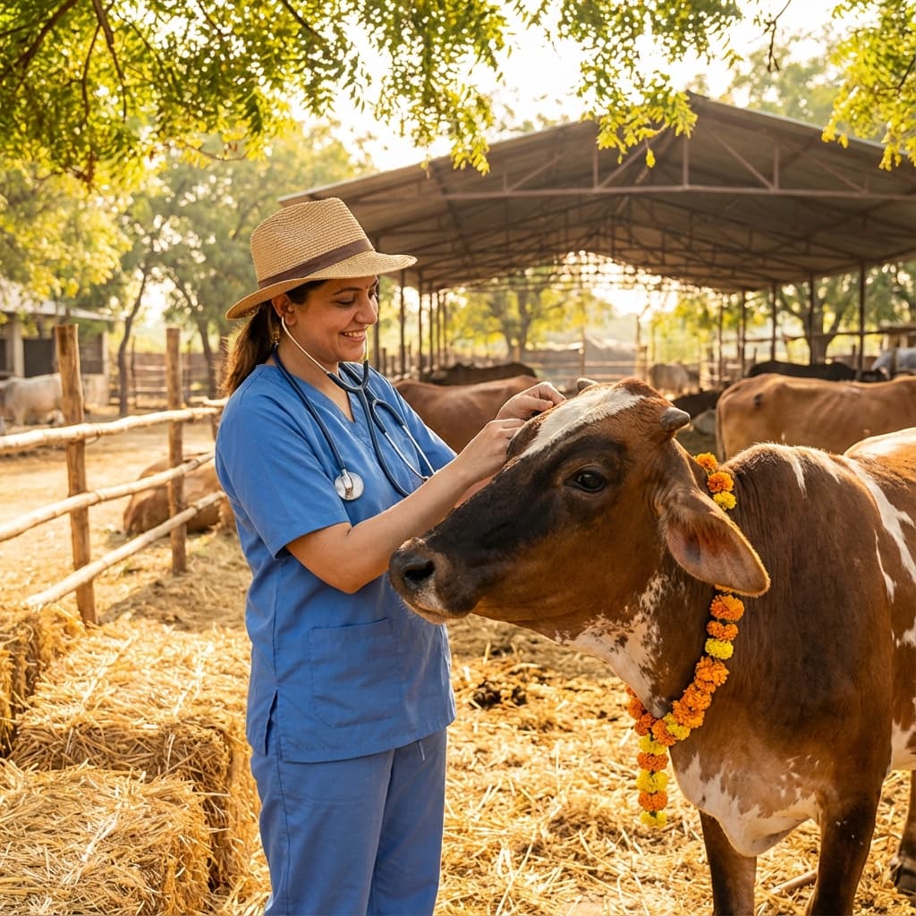 Rescued cow at Paw Pariwar sanctuary